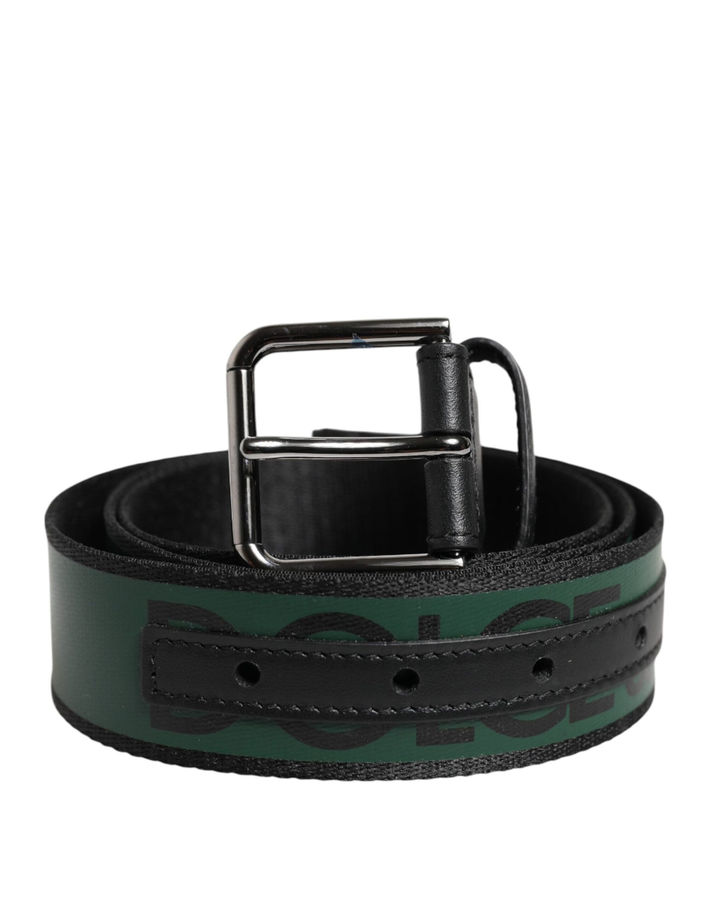 Ceinture à boucle logo DG en polyester vert et noir Dolce & Gabbana