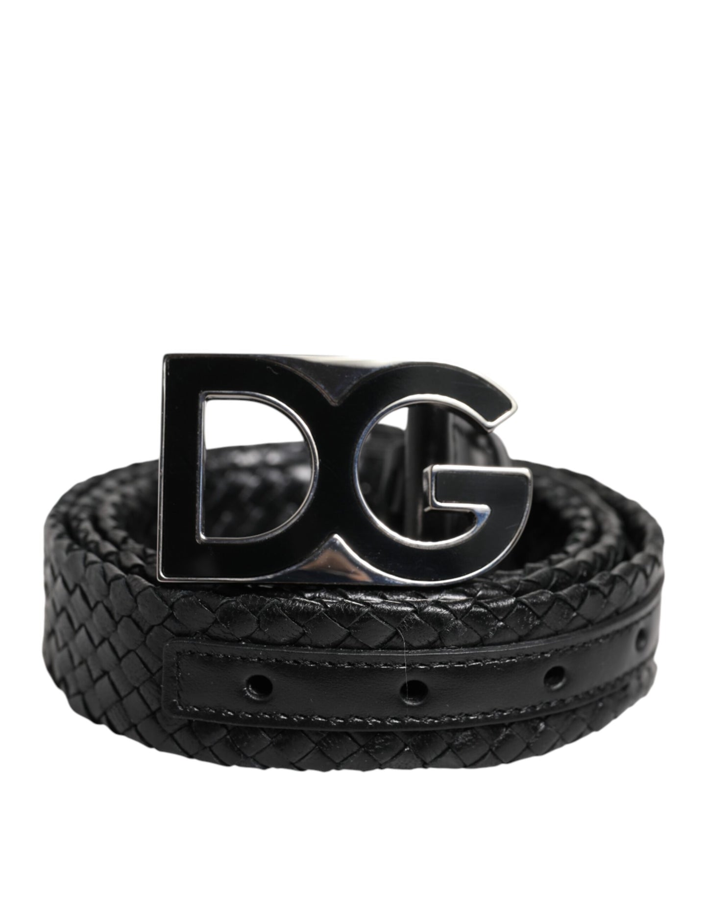Ceinture classique en cuir noir Dolce & Gabbana avec boucle logo DG