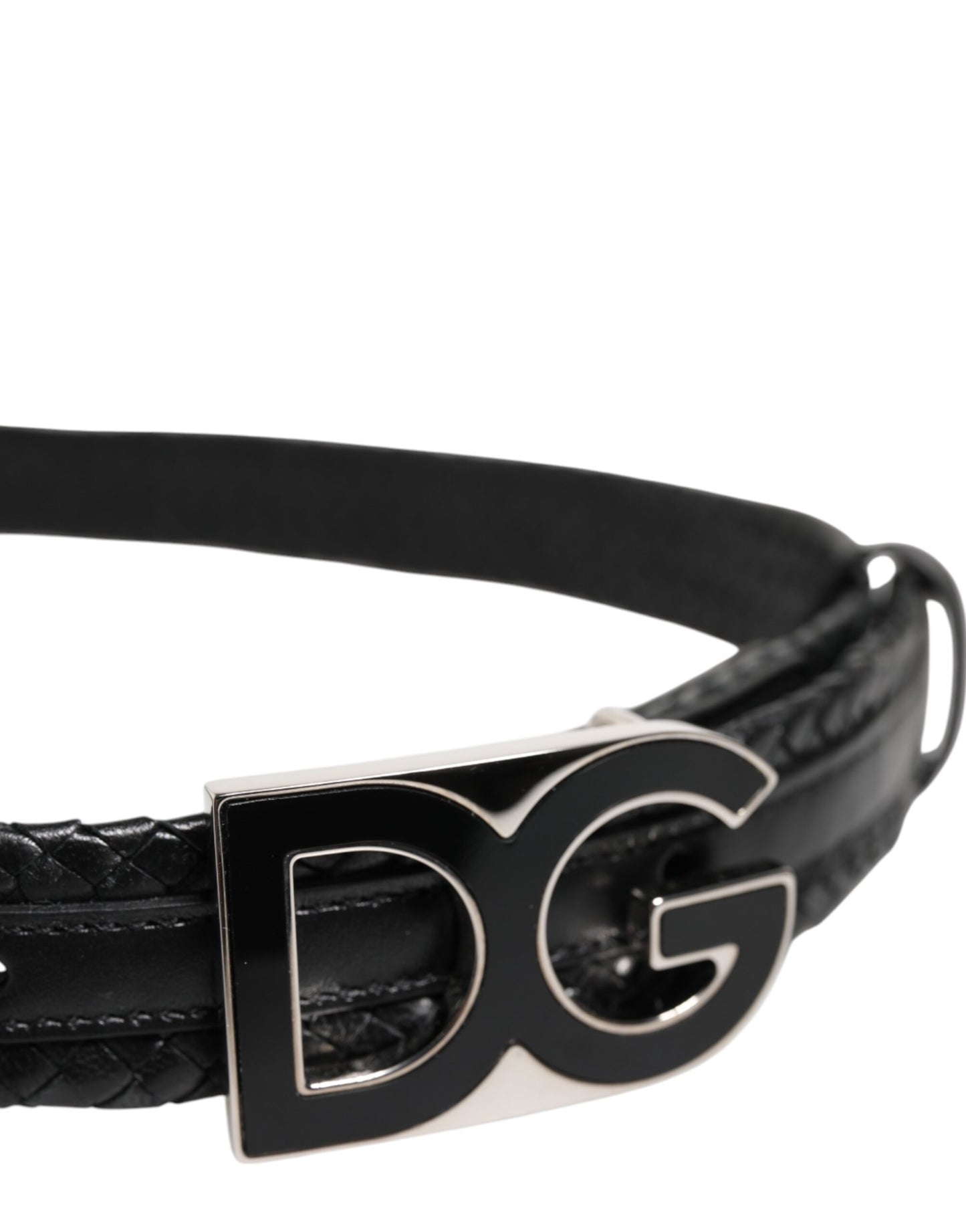 Ceinture classique en cuir noir Dolce & Gabbana avec boucle logo DG