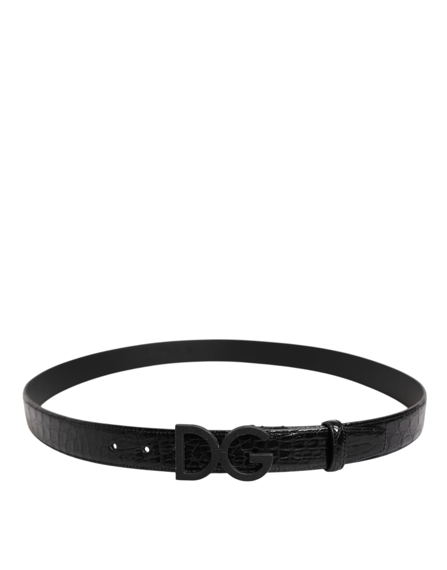 Ceinture classique en cuir noir Dolce & Gabbana avec boucle DG en métal