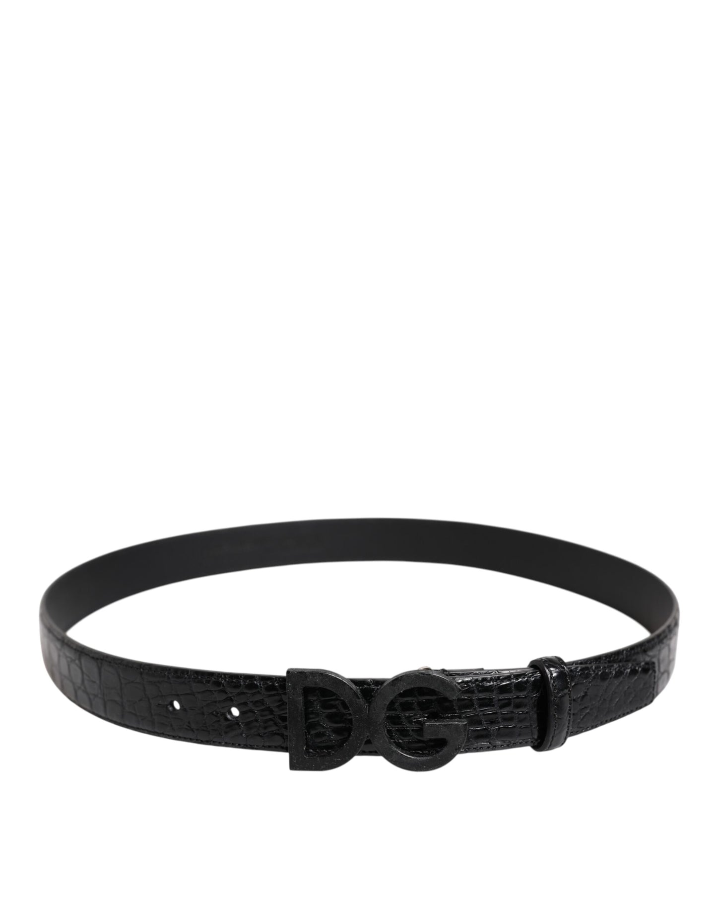 Ceinture classique en cuir noir Dolce & Gabbana avec boucle DG en métal