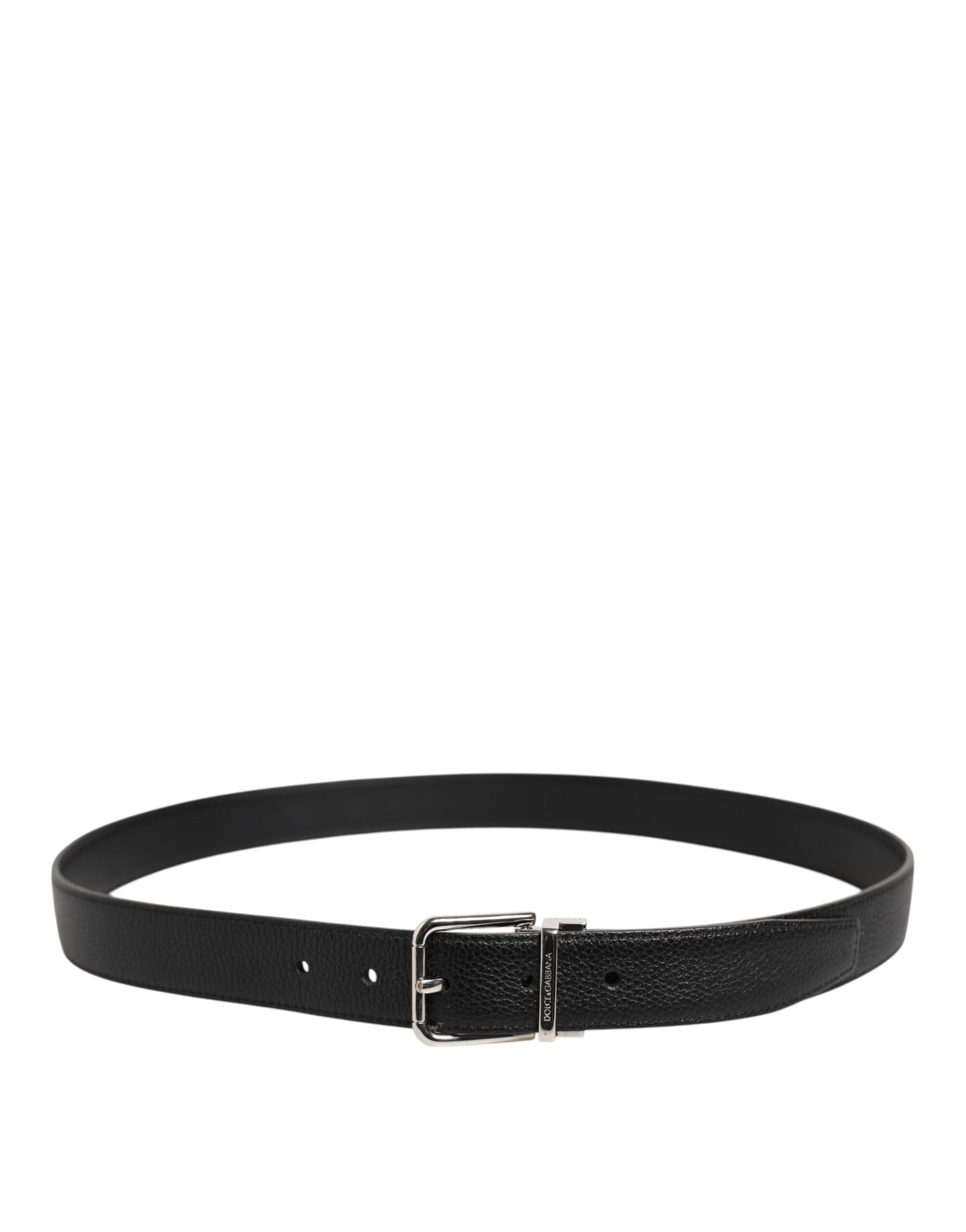 Ceinture Dolce & Gabbana en cuir noir classique avec boucle argentée