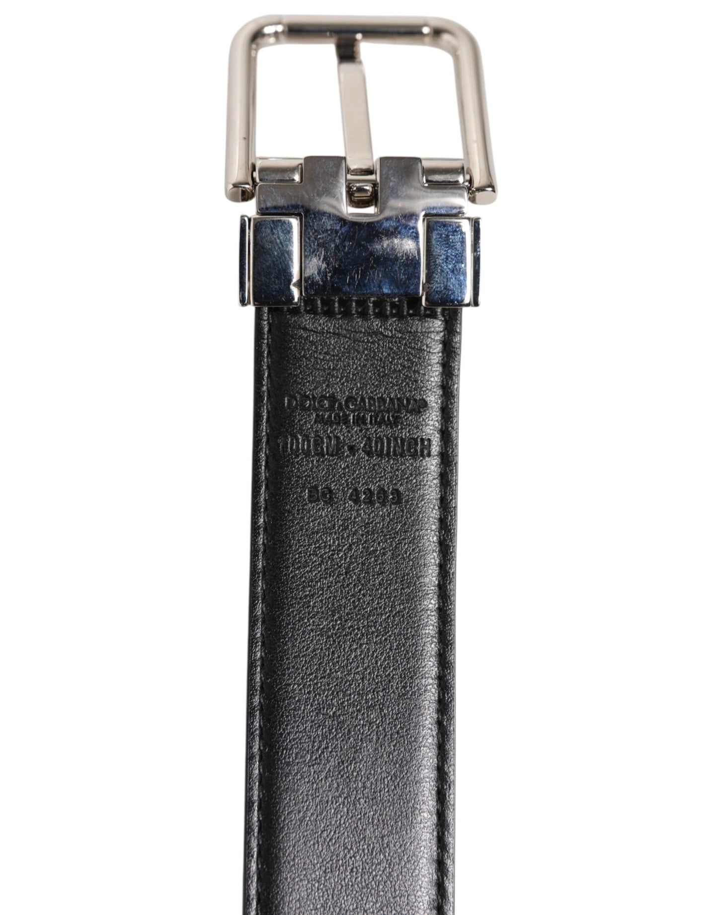 Ceinture Dolce & Gabbana en cuir noir classique avec boucle argentée