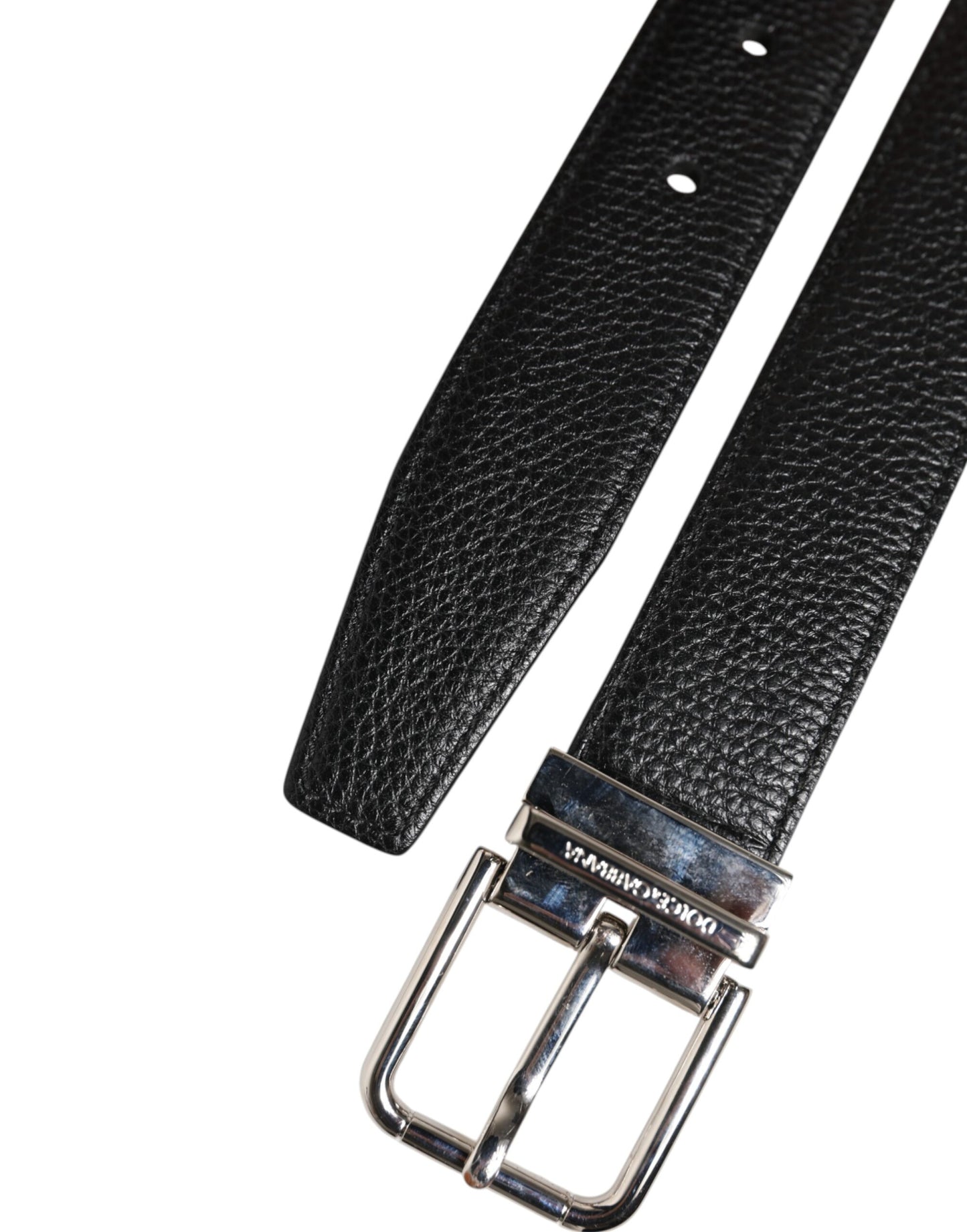 Ceinture Dolce & Gabbana en cuir noir classique avec boucle argentée
