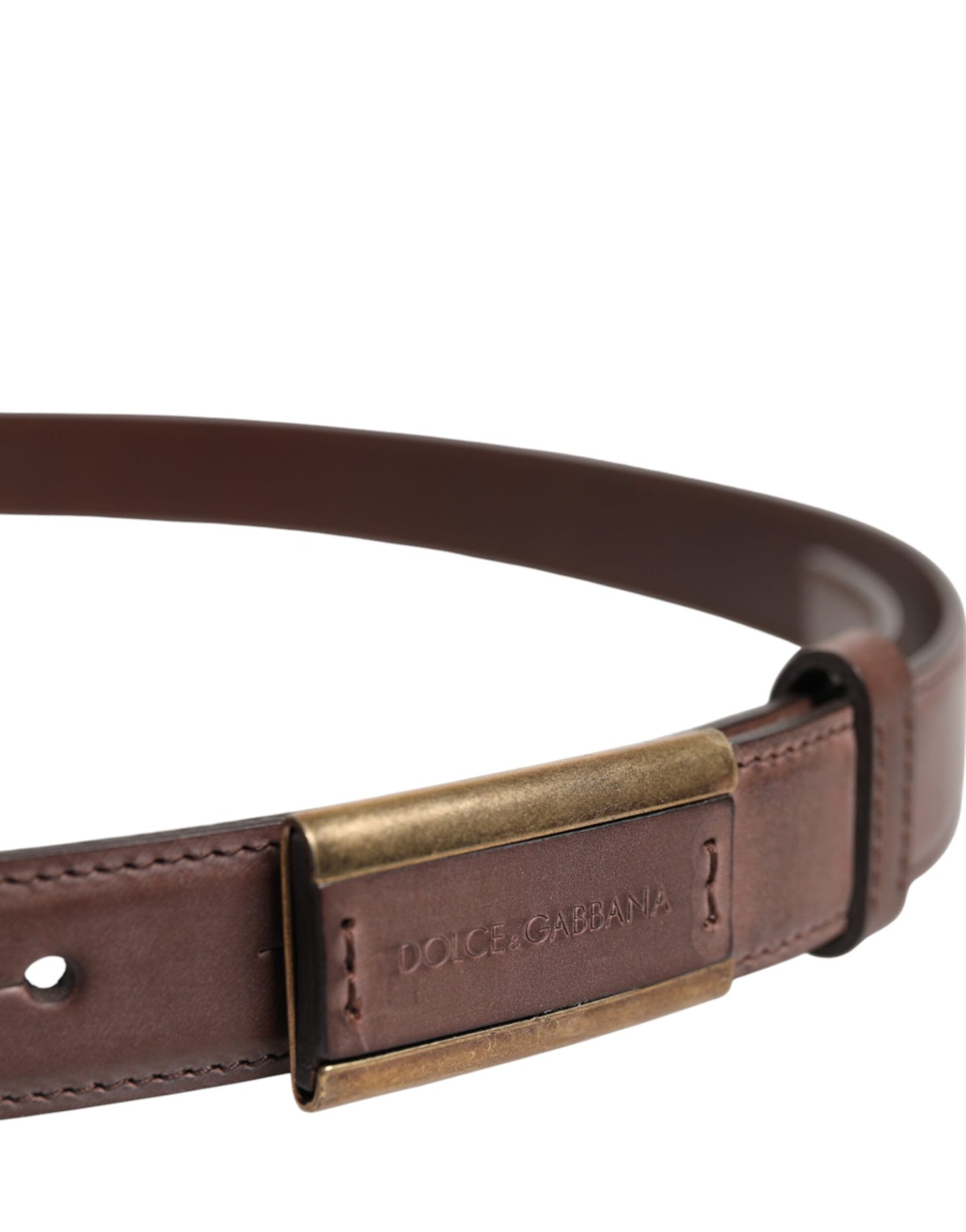 Ceinture Dolce & Gabbana en cuir de veau marron avec boucle antique