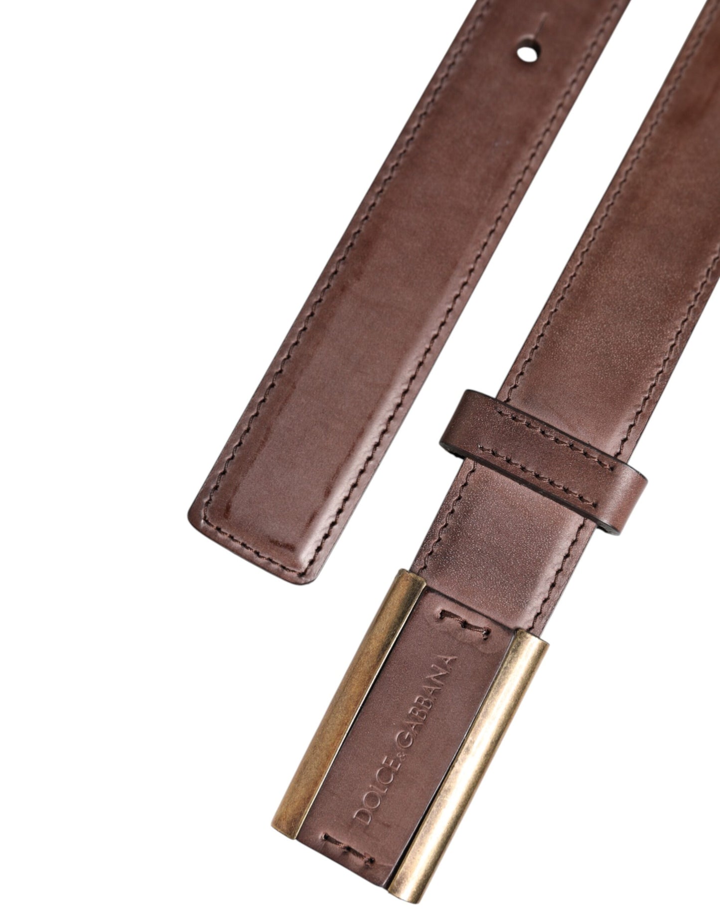 Ceinture Dolce & Gabbana en cuir de veau marron avec boucle antique