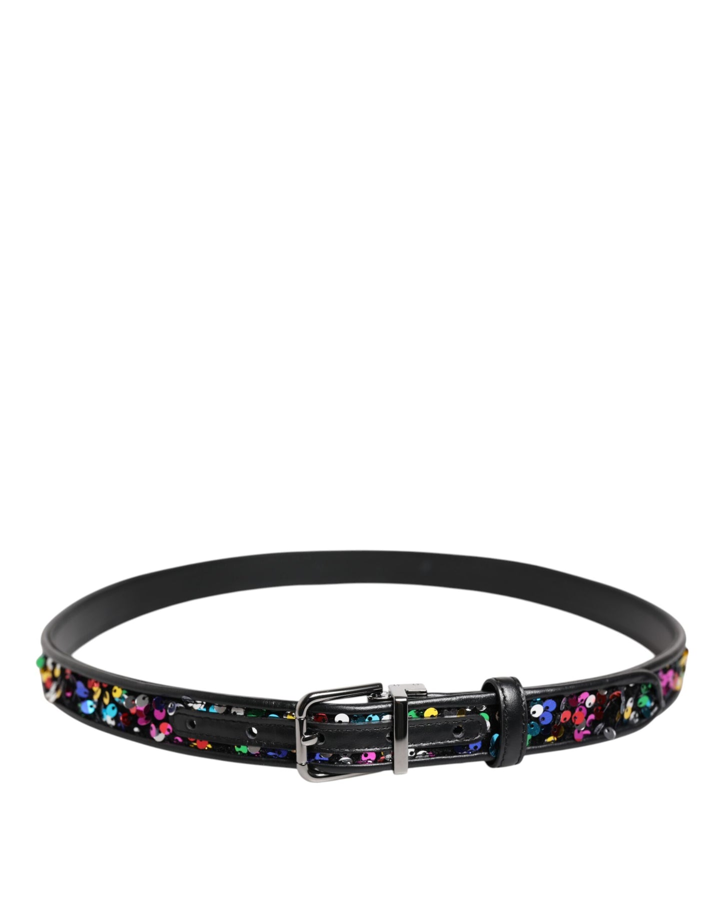 Ceinture à boucle en métal ornée de sequins noirs Dolce & Gabbana