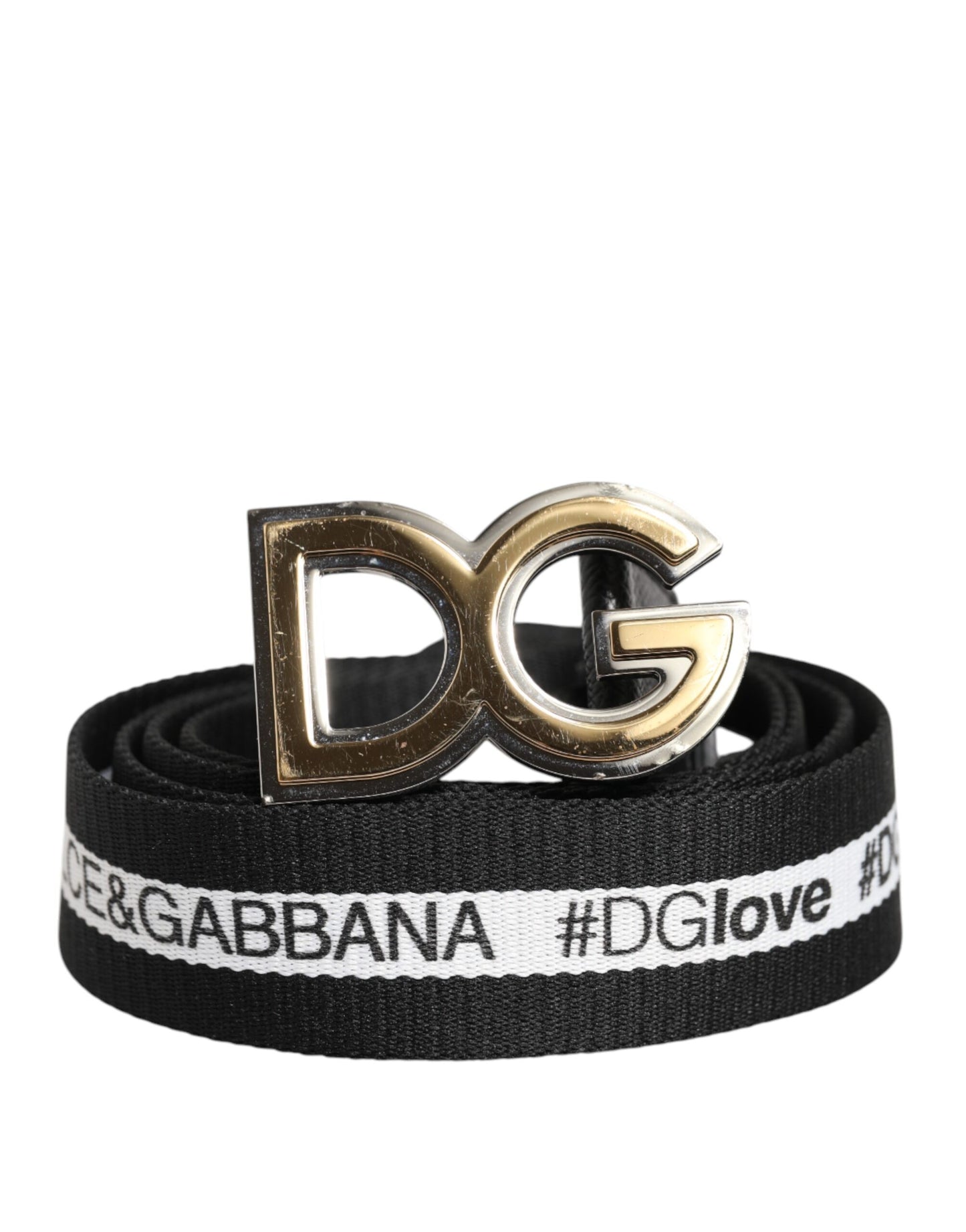 Ceinture Dolce & Gabbana en coton noir avec boucle DG en métal doré