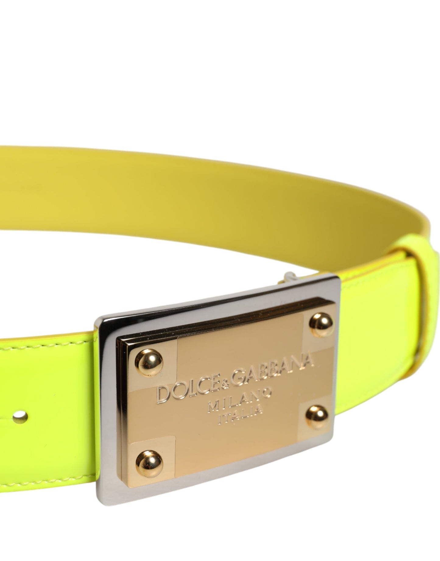 Ceinture classique à boucle en métal jaune et vert Dolce & Gabbana