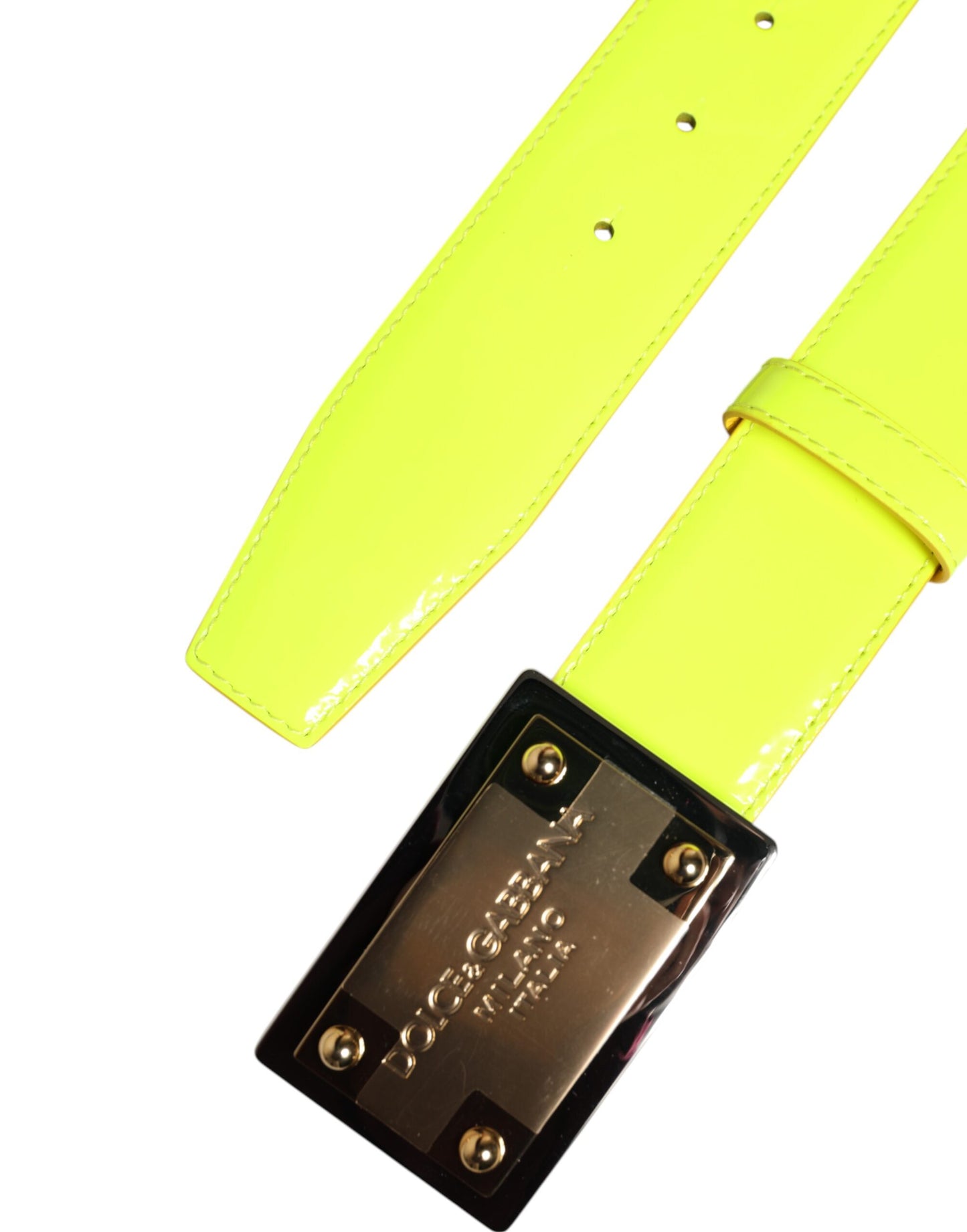 Ceinture classique à boucle en métal jaune et vert Dolce & Gabbana