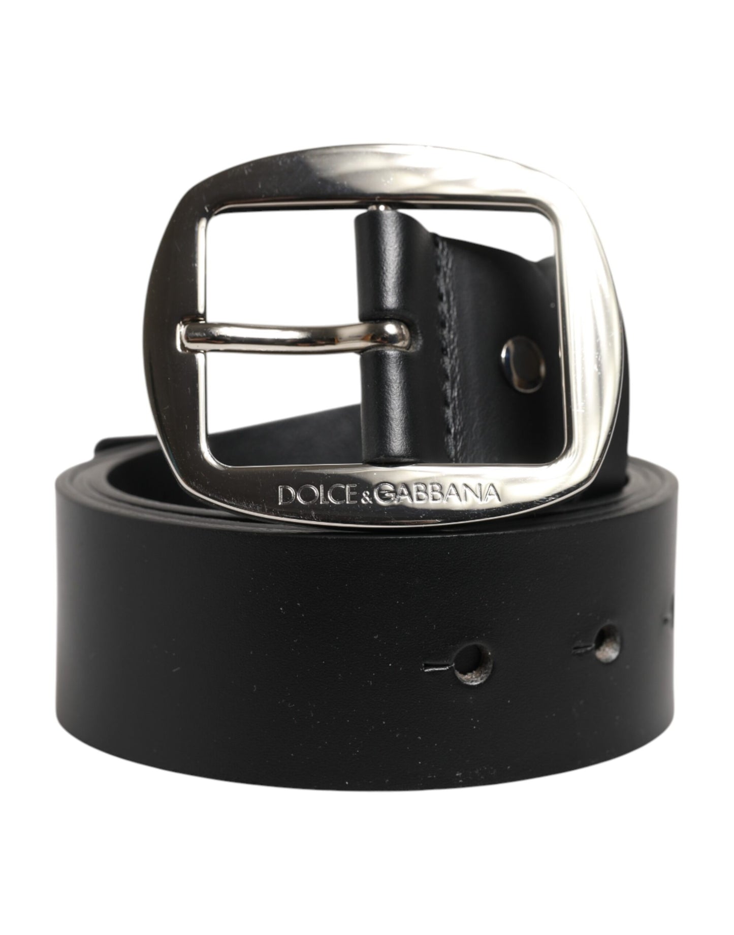 Ceinture classique en cuir noir Dolce & Gabbana avec boucle en métal