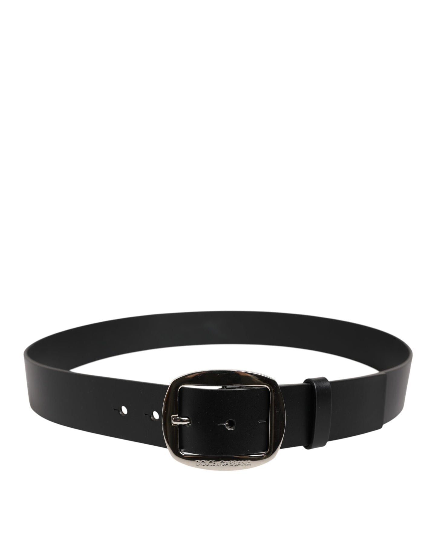 Ceinture classique en cuir noir Dolce & Gabbana avec boucle en métal