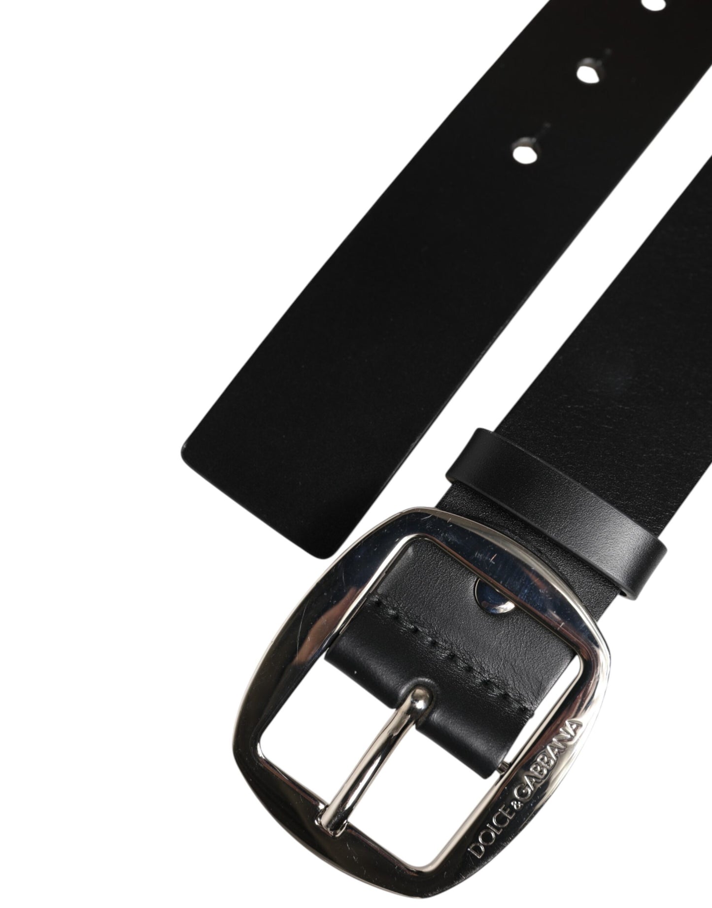 Ceinture classique en cuir noir Dolce & Gabbana avec boucle en métal