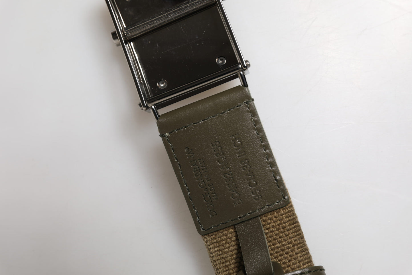 Ceinture Dolce & Gabbana en nylon vert militaire avec boucle en métal et logo