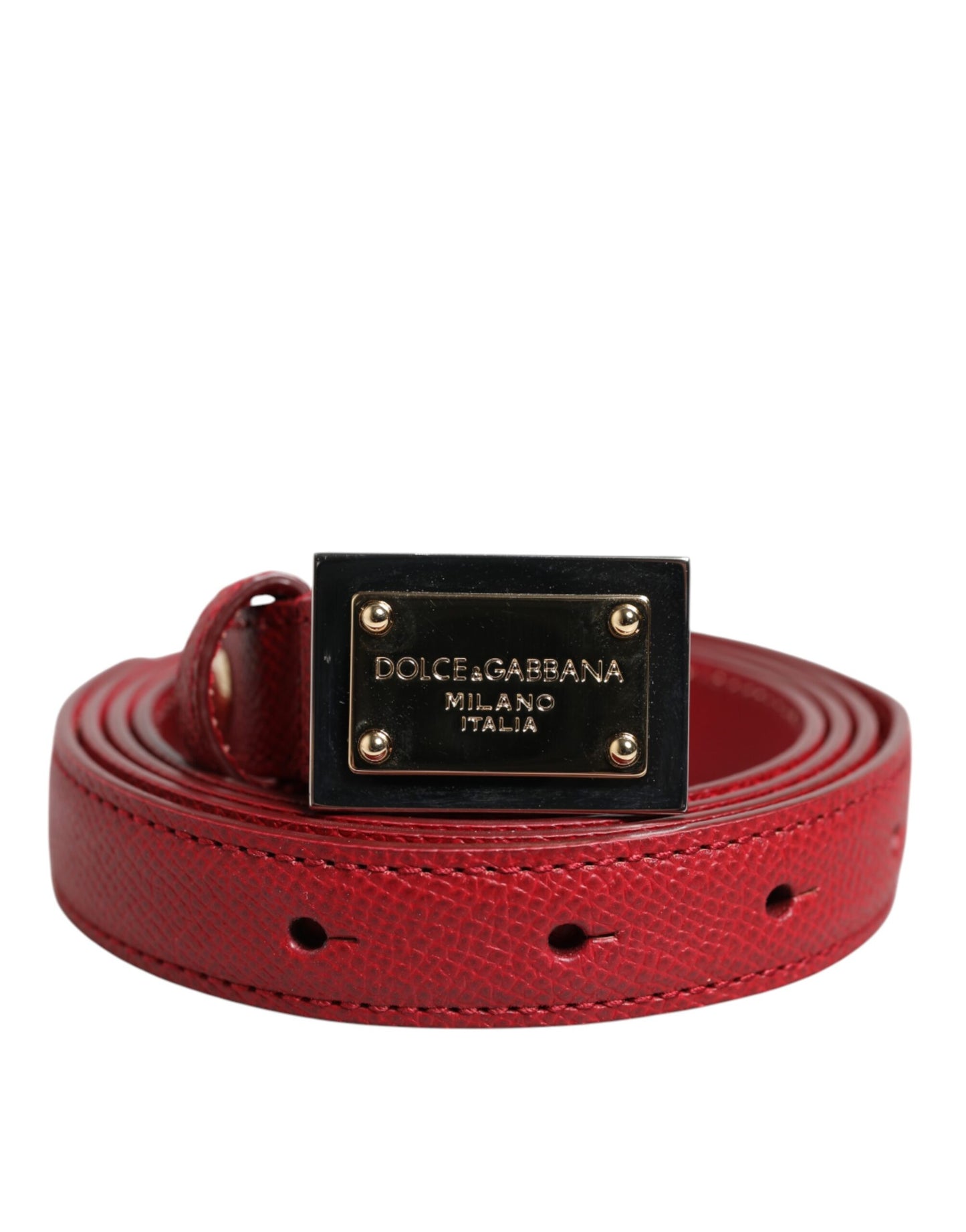 Dolce & Gabbana Ceinture Cintura en cuir rouge avec boucle carrée en métal