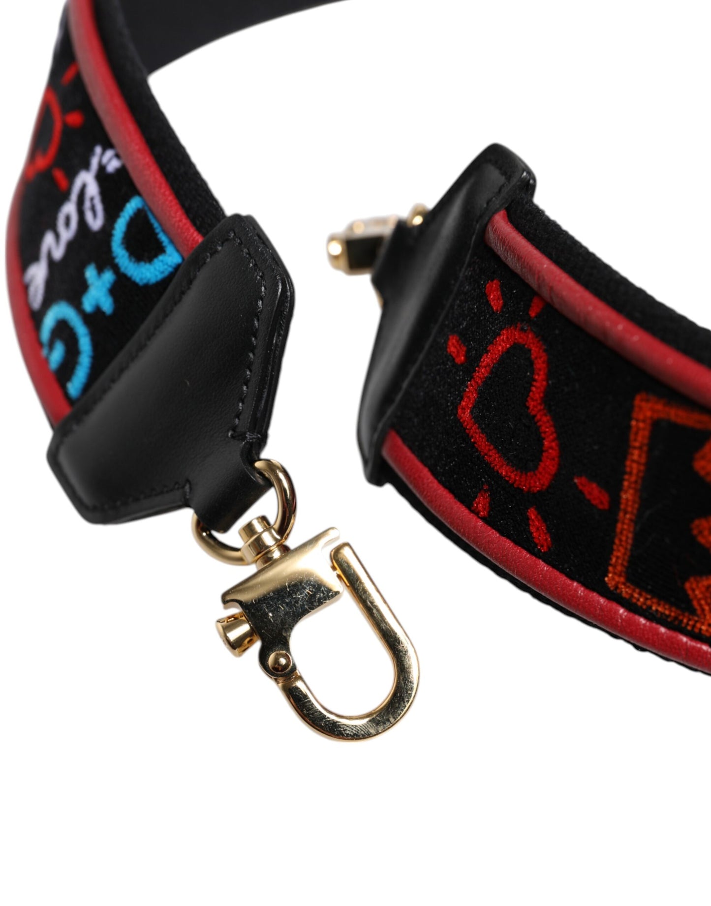 Bandoulière pour sac à main Dolce & Gabbana en coton noir imprimé pour femme