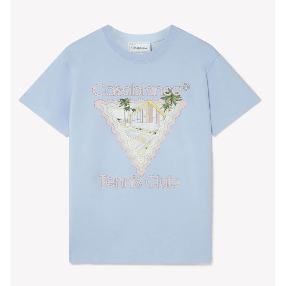 T-shirt en coton bleu Casablanca