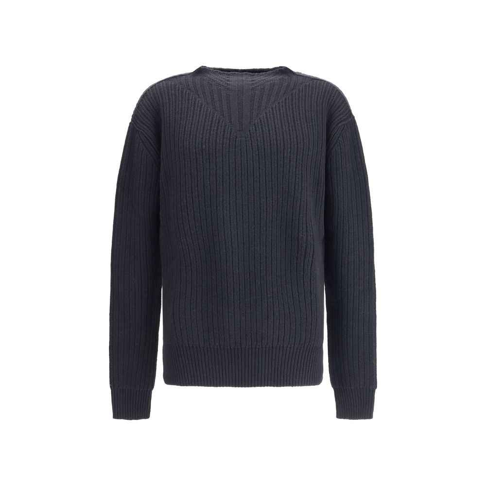 Rick Owens Ribbed Sweater Fleece Wool Black Made In Italy