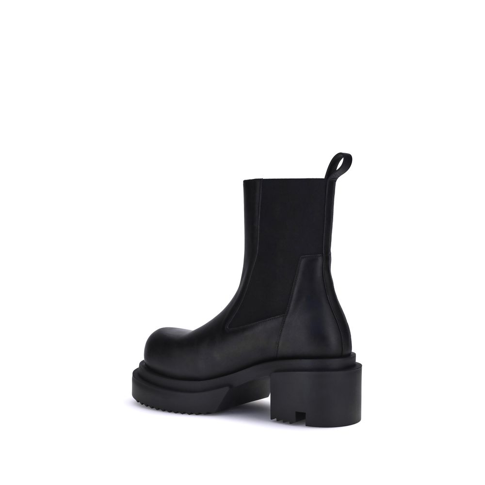 Rick Owens Bogun Leather Ankle Boots Black Platform