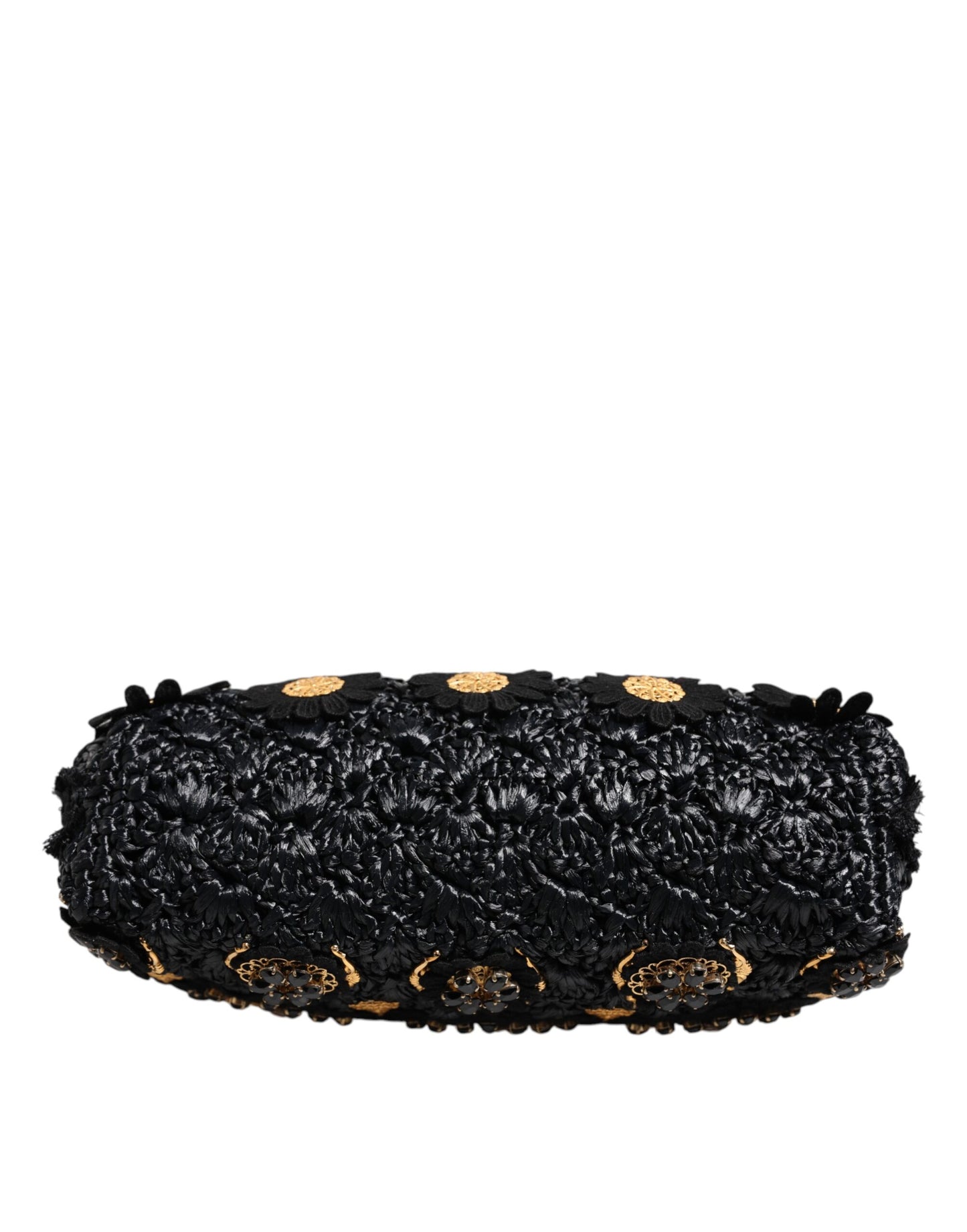 Pochette de soirée Dolce & Gabbana à pampilles noires et cristaux baroques dorés