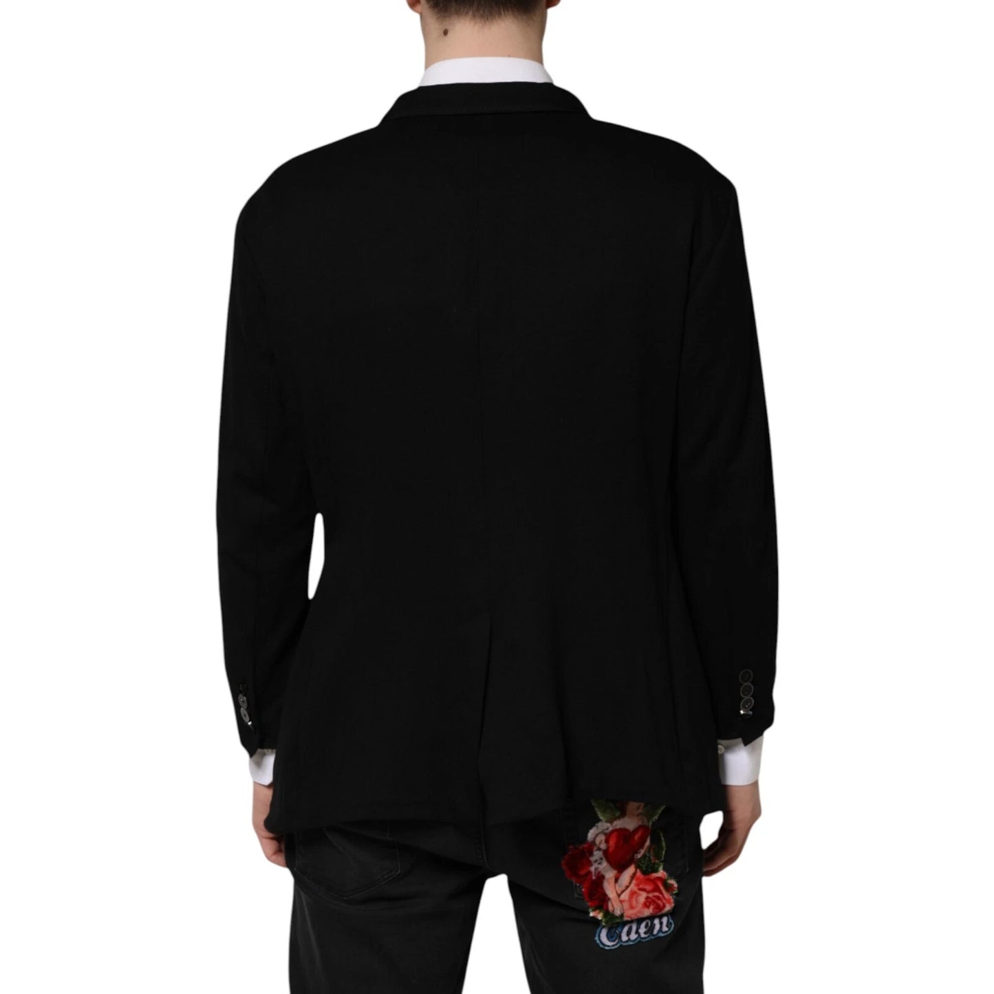Dolce & Gabbana Veste blazer noire en viscose DG Crown