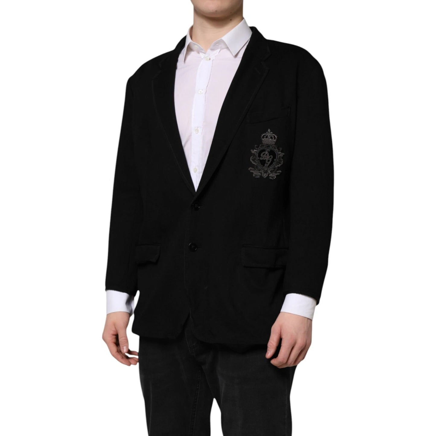 Dolce & Gabbana Veste blazer noire en viscose DG Crown