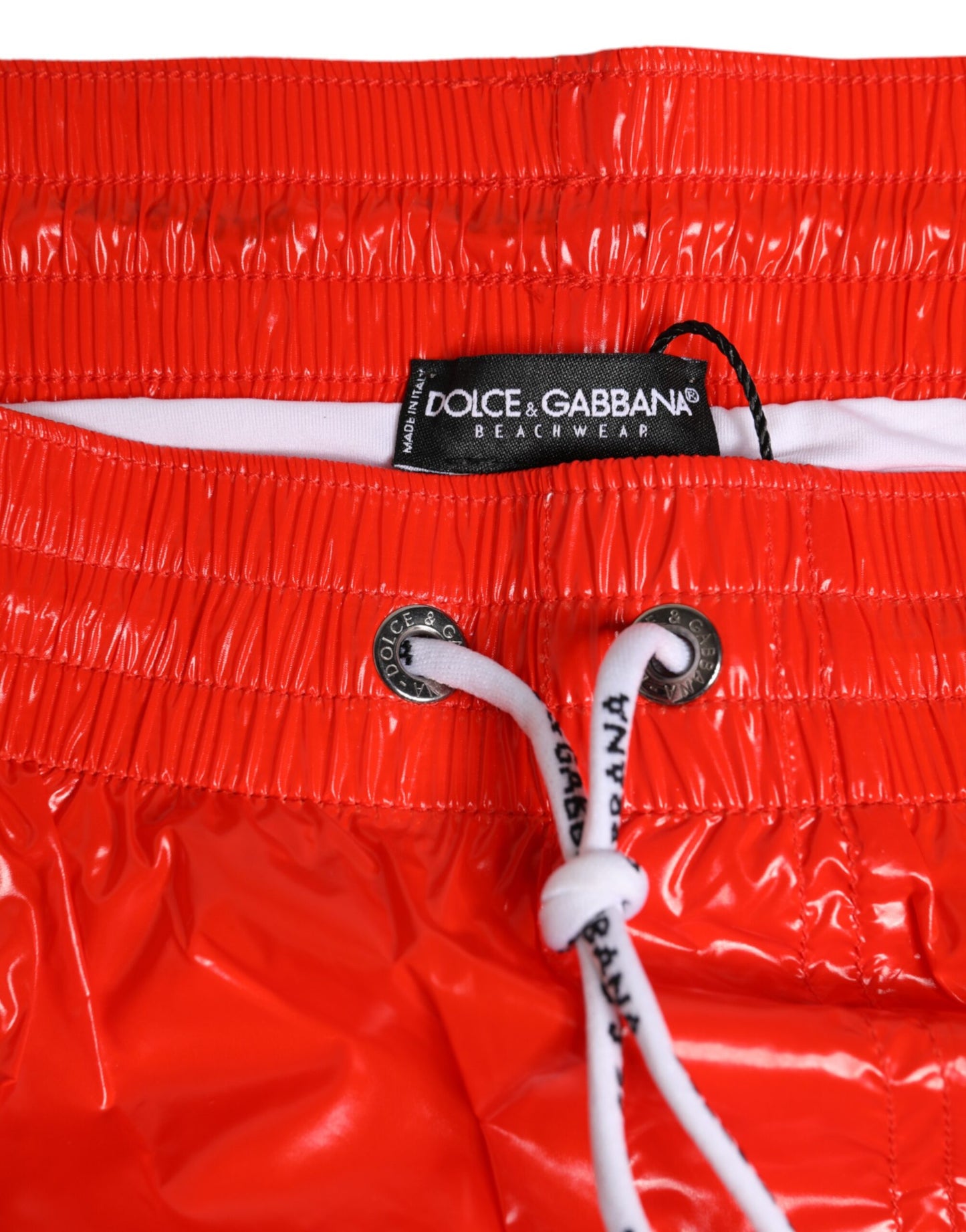 Maillots de bain Dolce & Gabbana en nylon rouge avec cordon de serrage