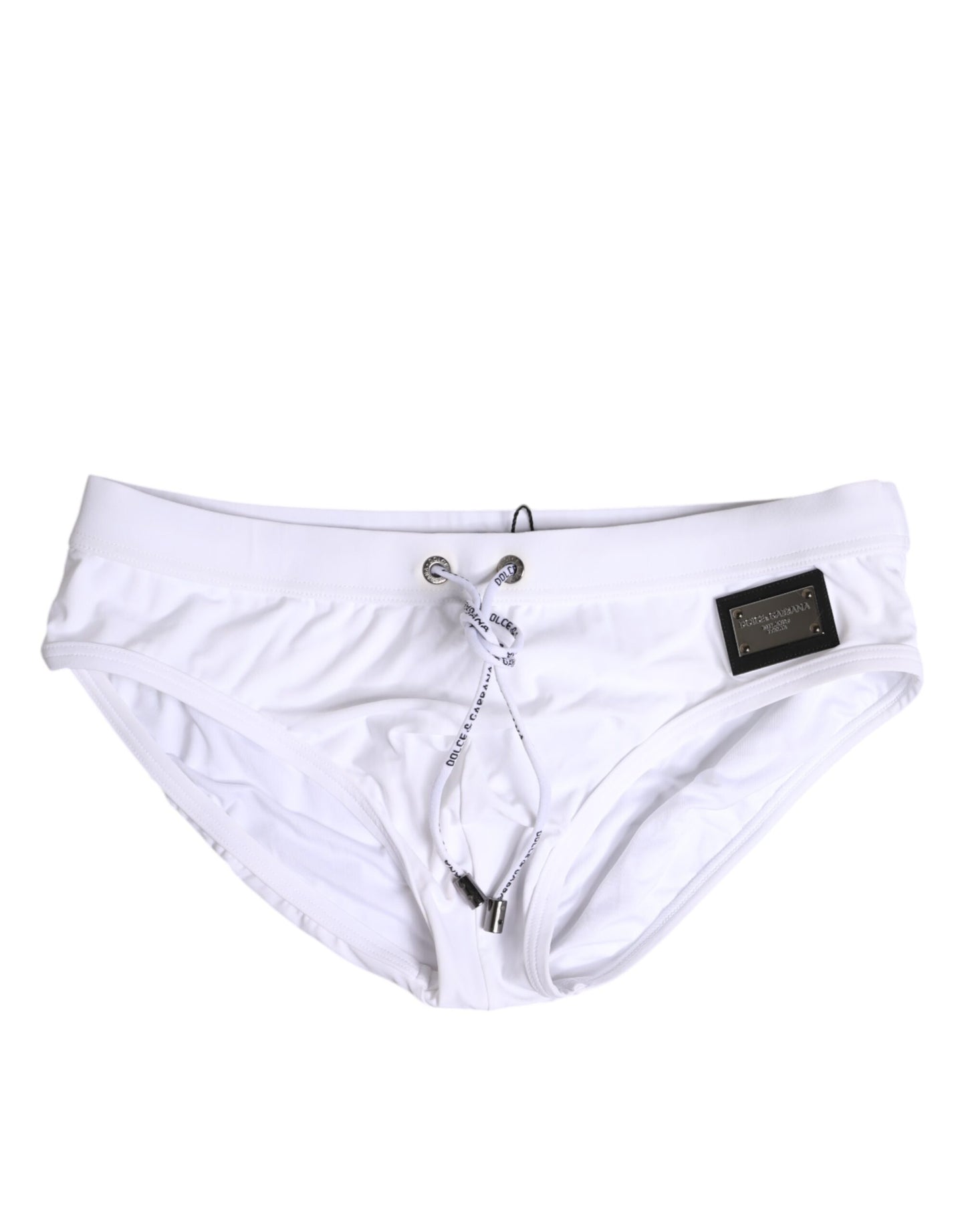 Maillot de bain slip de plage à cordon de serrage et logo blanc Dolce & Gabbana