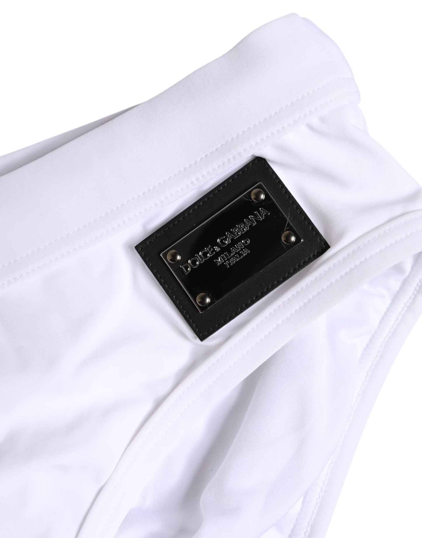 Maillot de bain slip de plage à cordon de serrage et logo blanc Dolce & Gabbana