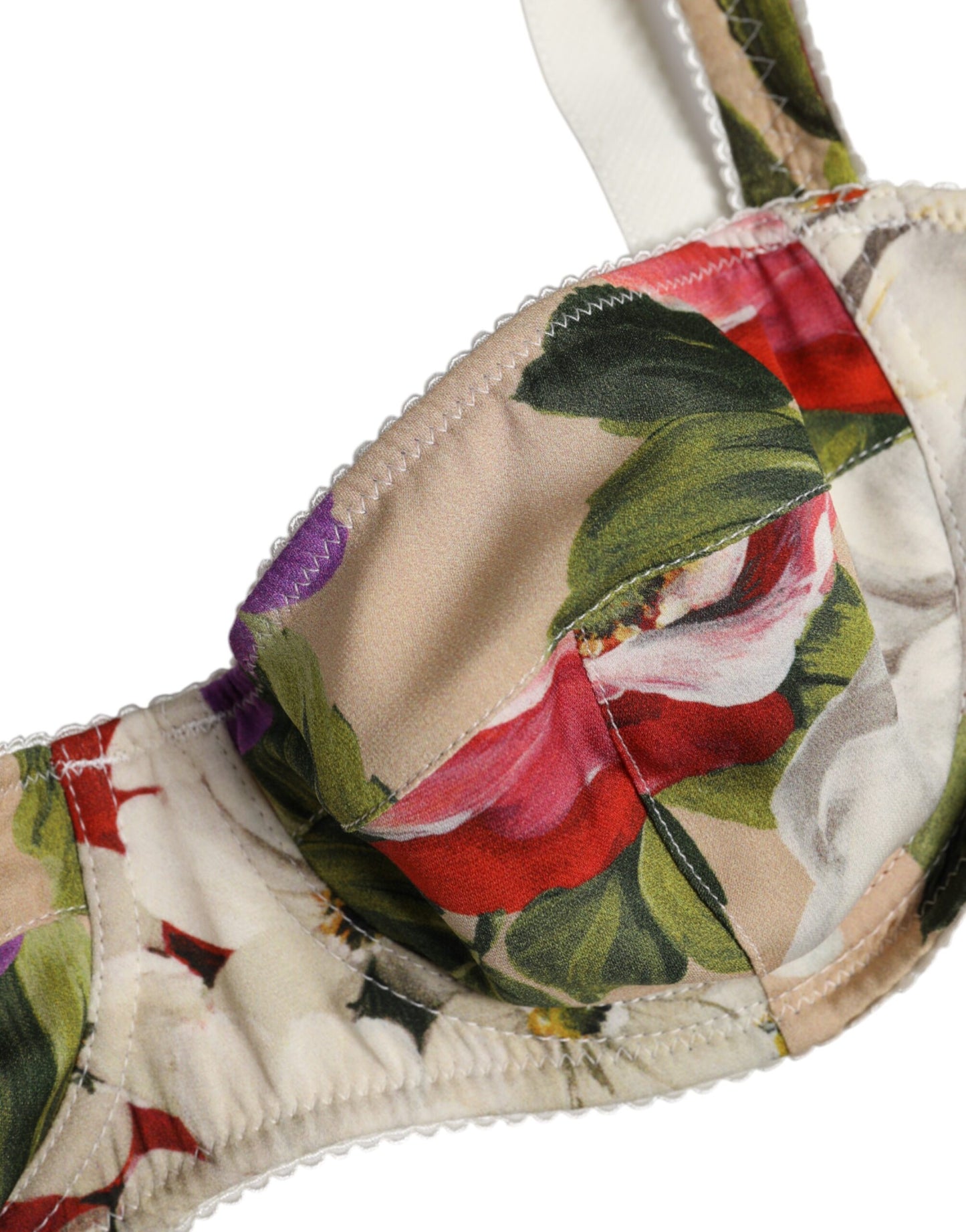 Soutien-gorge à armatures balconnet fleuri beige Dolce & Gabbana
