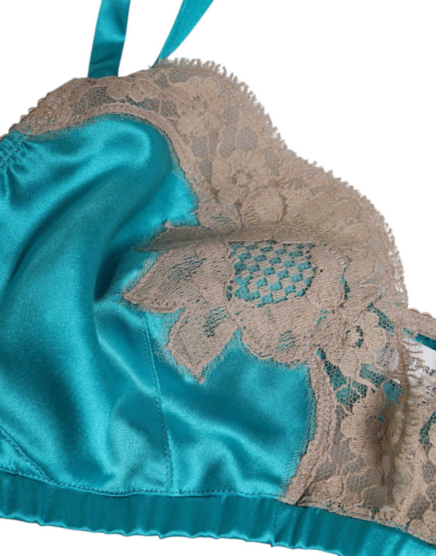 Soutien-gorge sans armatures en soie et dentelle florale verte Dolce & Gabbana
