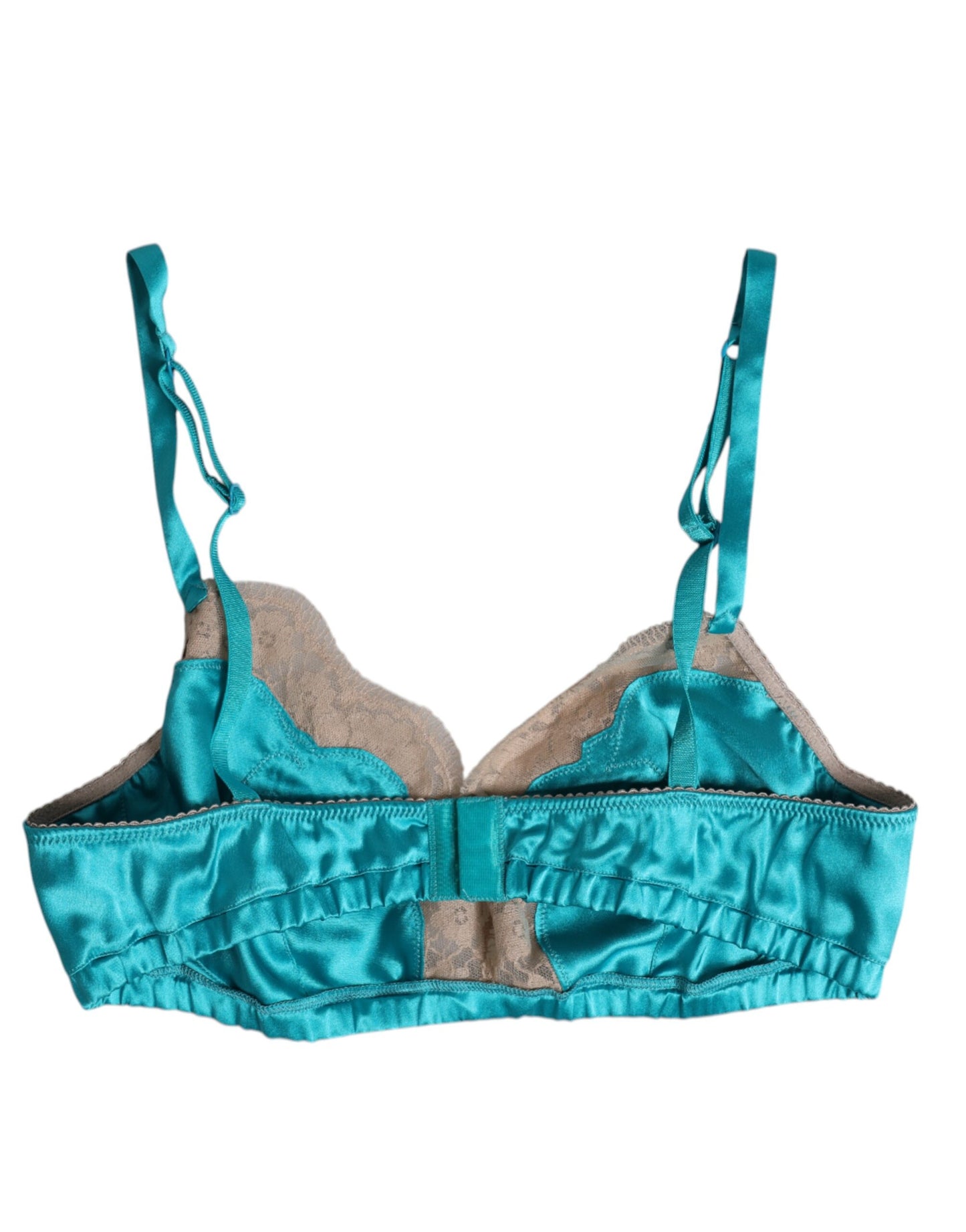 Soutien-gorge sans armatures en soie et dentelle florale verte Dolce & Gabbana