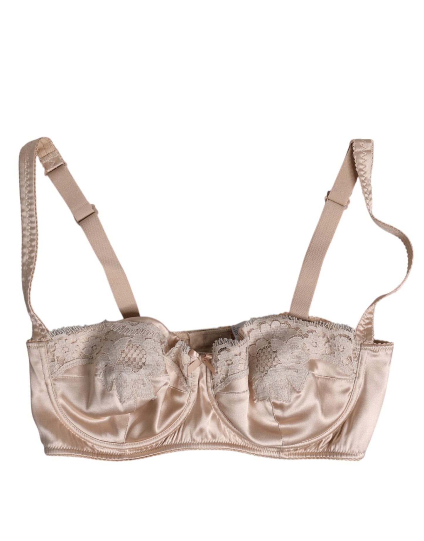 Soutien-gorge balconnet à armatures en soie beige Dolce & Gabbana