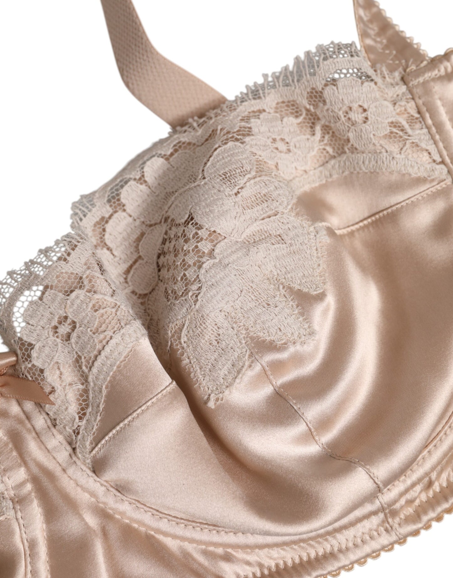 Soutien-gorge balconnet à armatures en soie beige Dolce & Gabbana