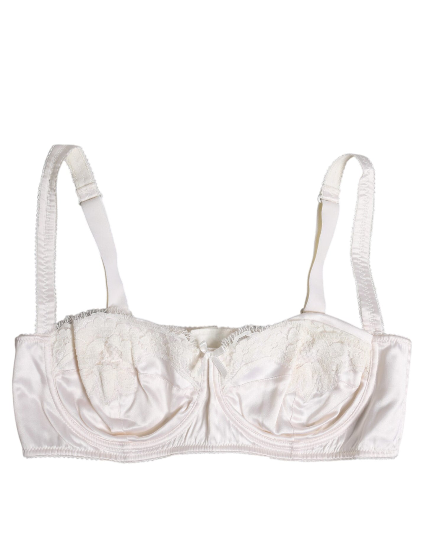 Soutien-gorge balconnet à armatures en soie blanche Dolce & Gabbana