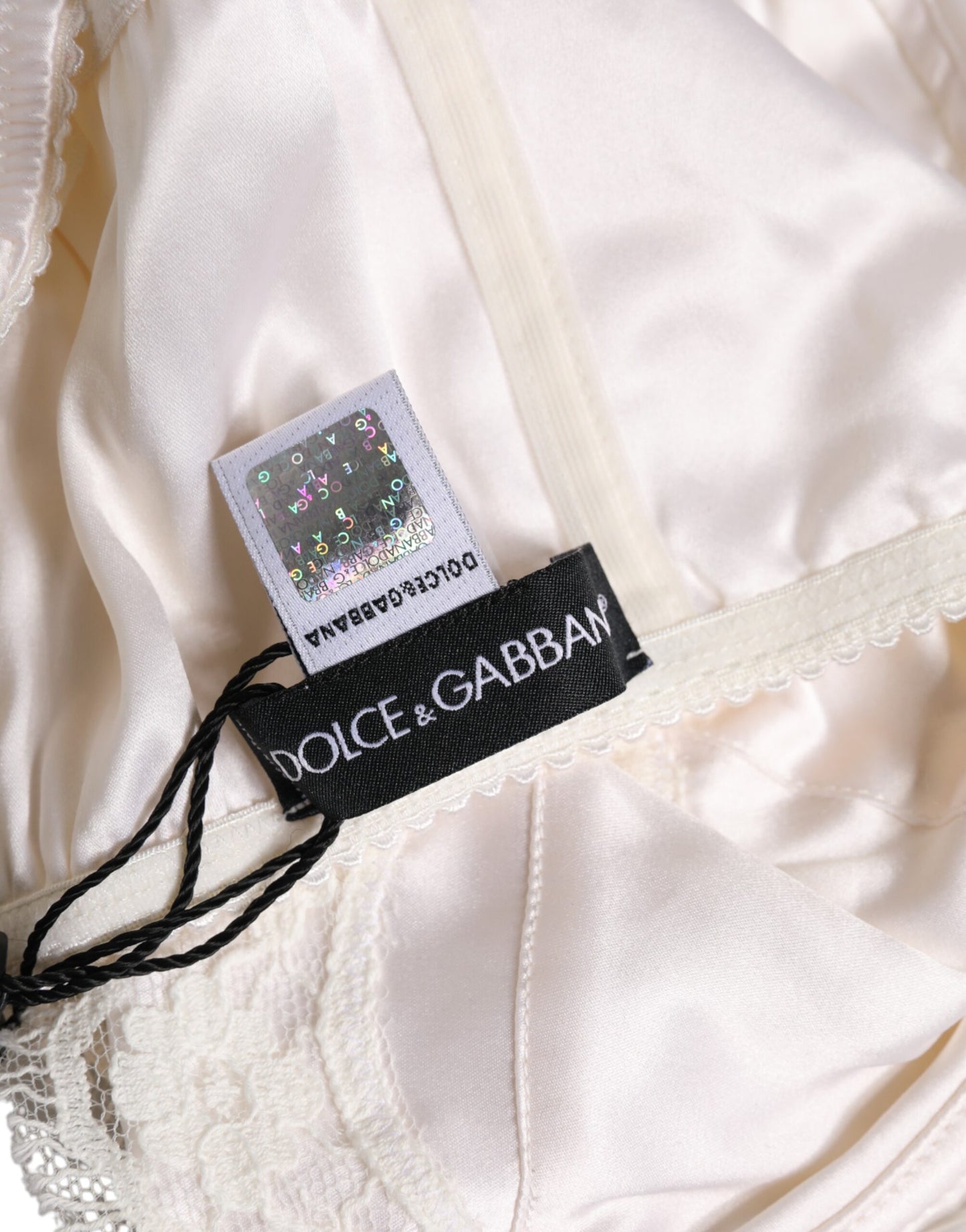 Soutien-gorge balconnet à armatures en soie blanche Dolce & Gabbana