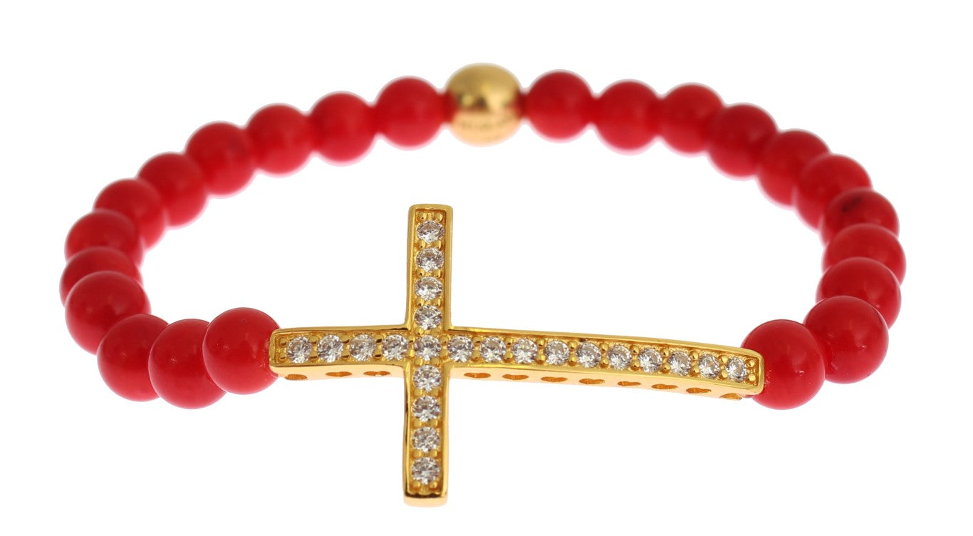 Bracelet élégant Nialaya en perles d'or et de corail rouge