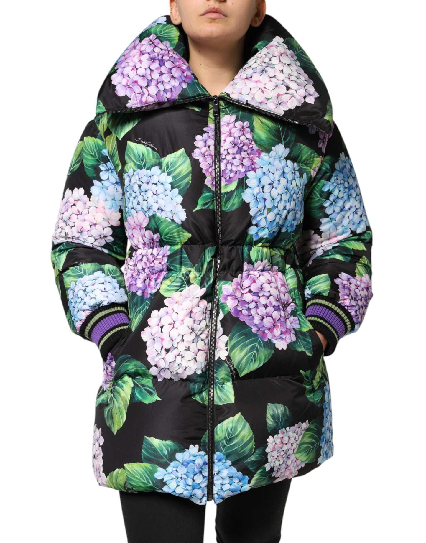 Dolce & Gabbana Multicolor Floral Print Puffer Quilted Jacket by Dolce & Gabbana