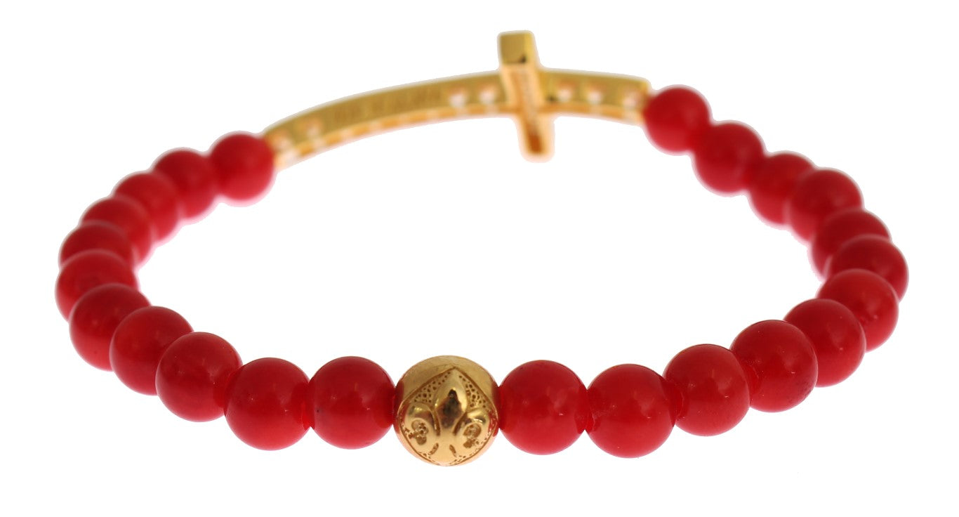 Bracelet élégant Nialaya en perles d'or et de corail rouge