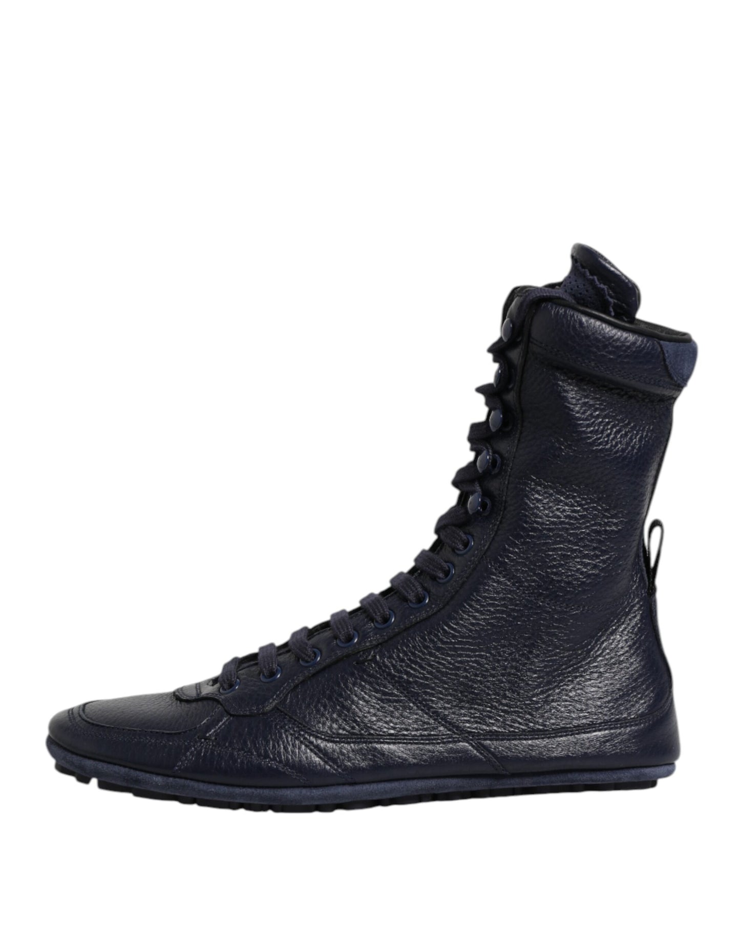 Dolce & Gabbana Dark Blue Leather KING High Top Sneakers Shoes by Dolce & Gabbana