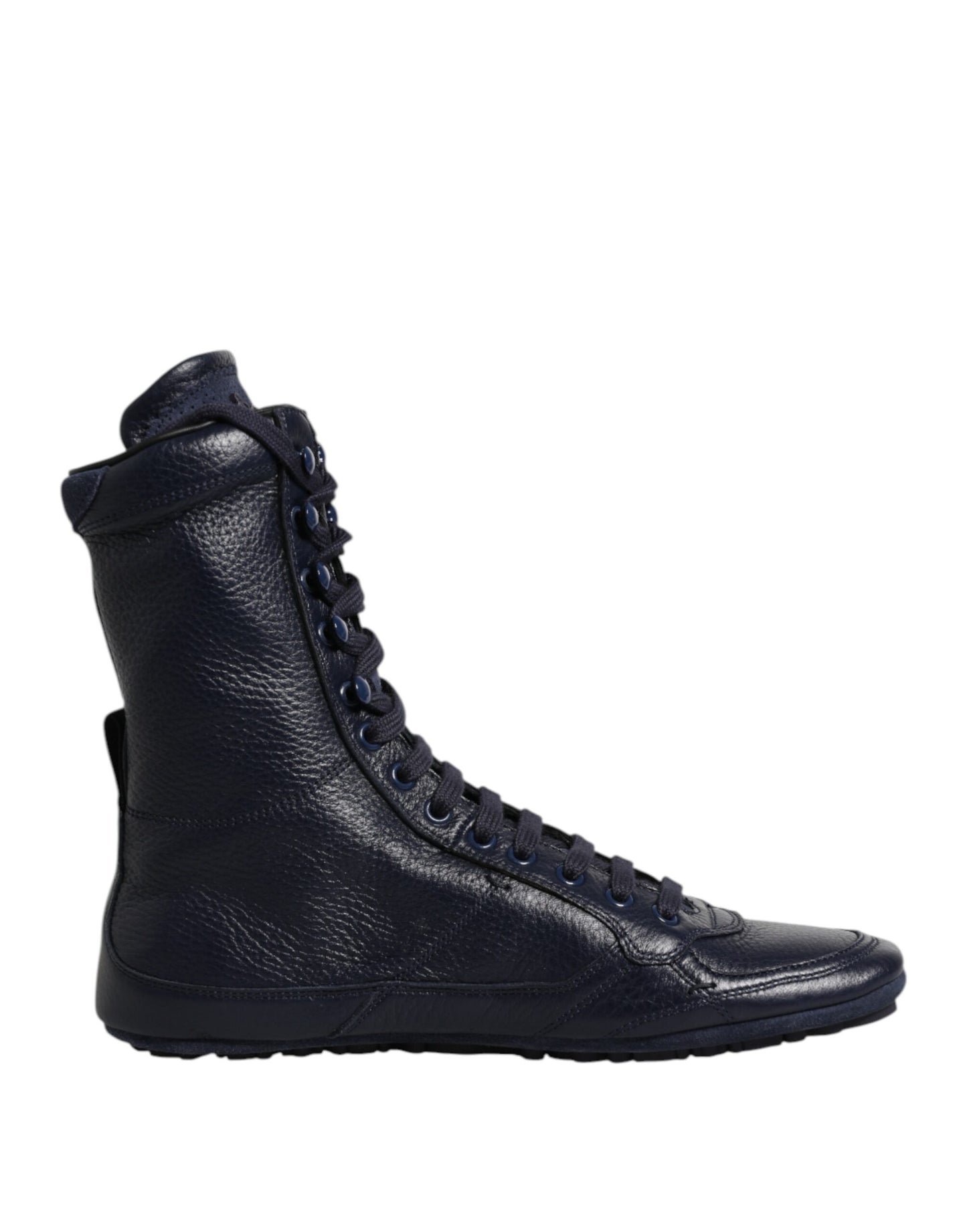 Dolce & Gabbana Dark Blue Leather KING High Top Sneakers Shoes by Dolce & Gabbana