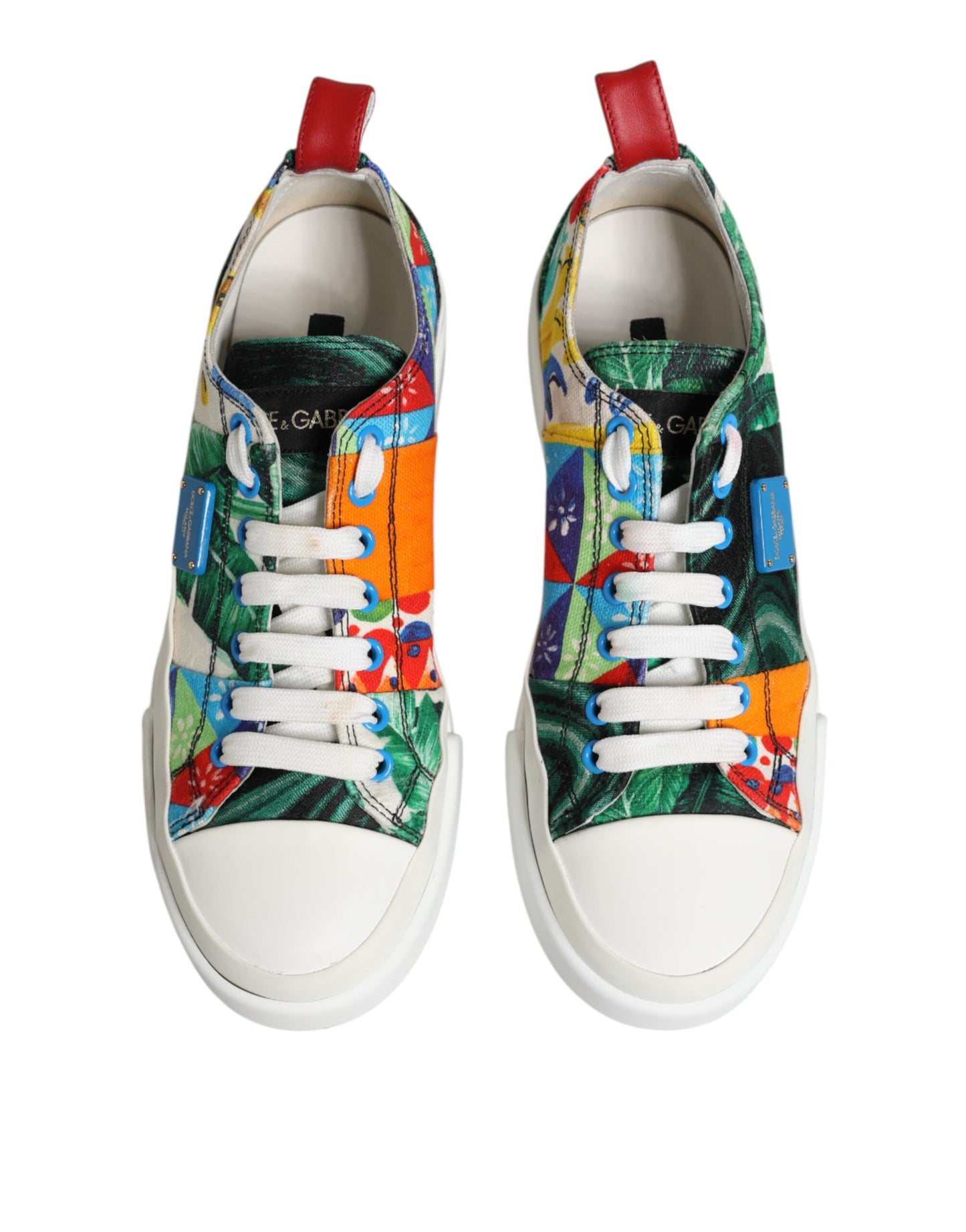 Dolce & Gabbana Multicolor Patchwork Low Top Sneakers Shoes by Dolce & Gabbana