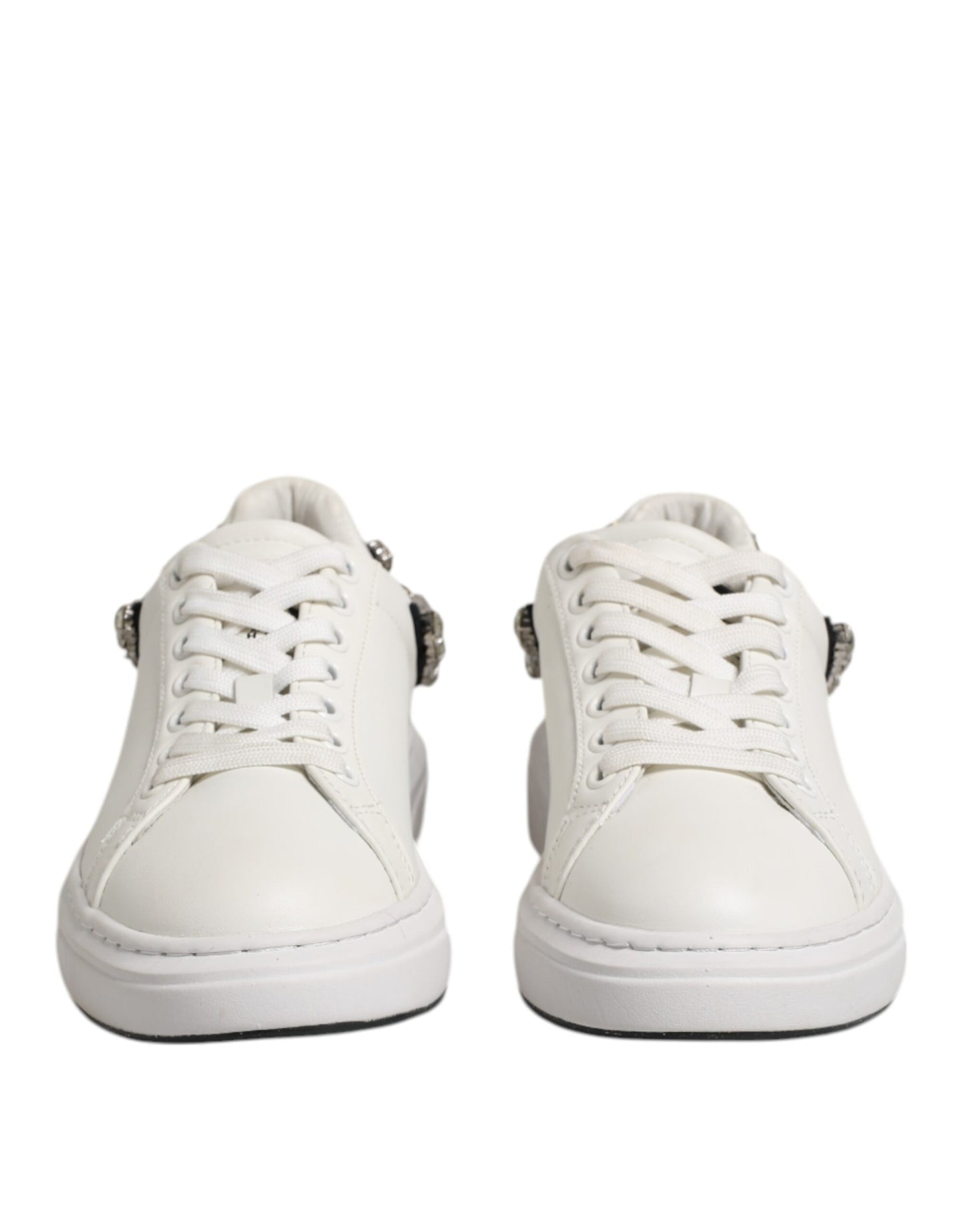 John Richmond White Rhinestone Embellished Sneakers Shoes by John Richmond