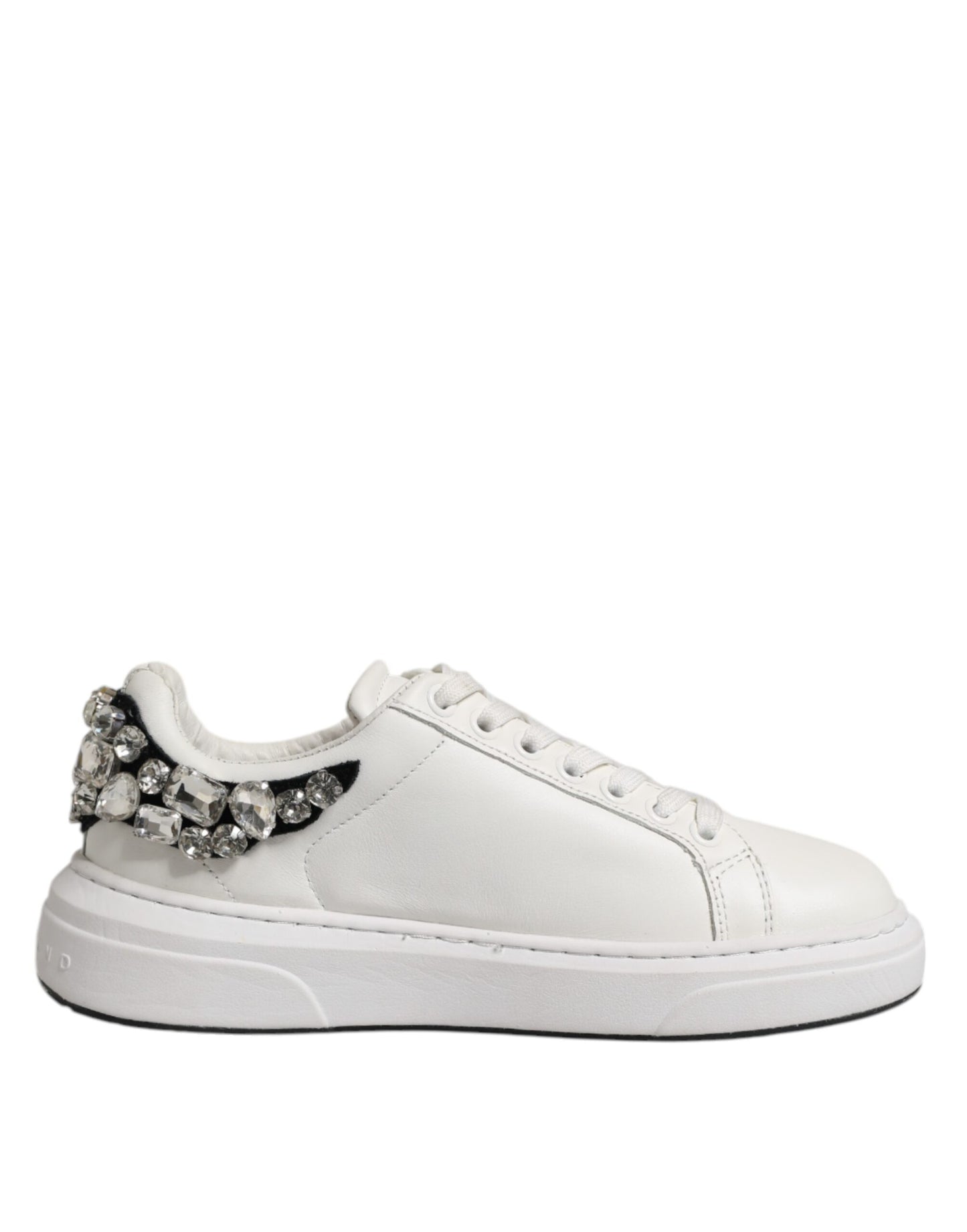 John Richmond White Rhinestone Embellished Sneakers Shoes by John Richmond