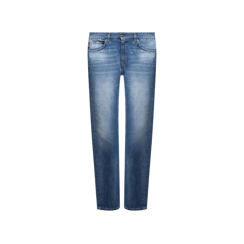 Jean en denim avec logo en coton Versace