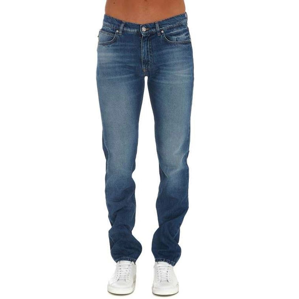 Jean en denim avec logo en coton Versace