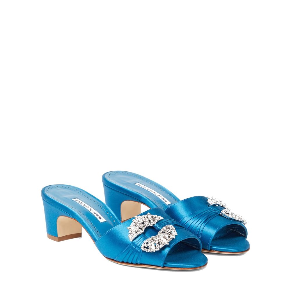 Manolo Blahnik Prinap 050 Satin Mules by Manolo Blahnik