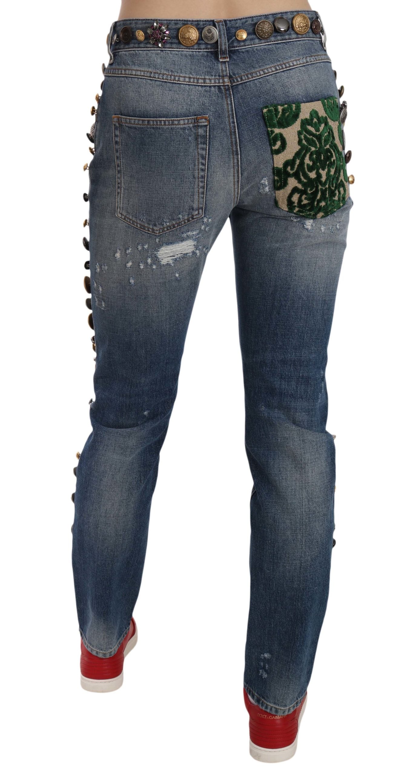 Jean en denim de luxe orné de cristaux Dolce & Gabbana