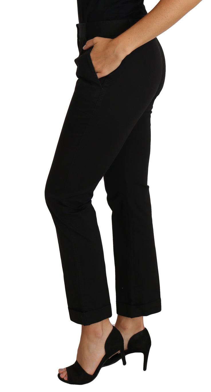 Pantalon habillé élégant en coton noir Dolce & Gabbana