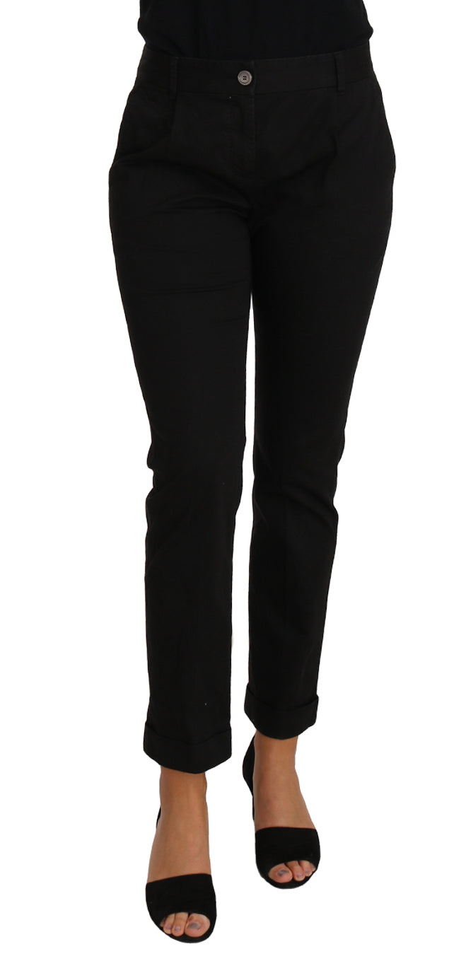 Pantalon habillé élégant en coton noir Dolce & Gabbana